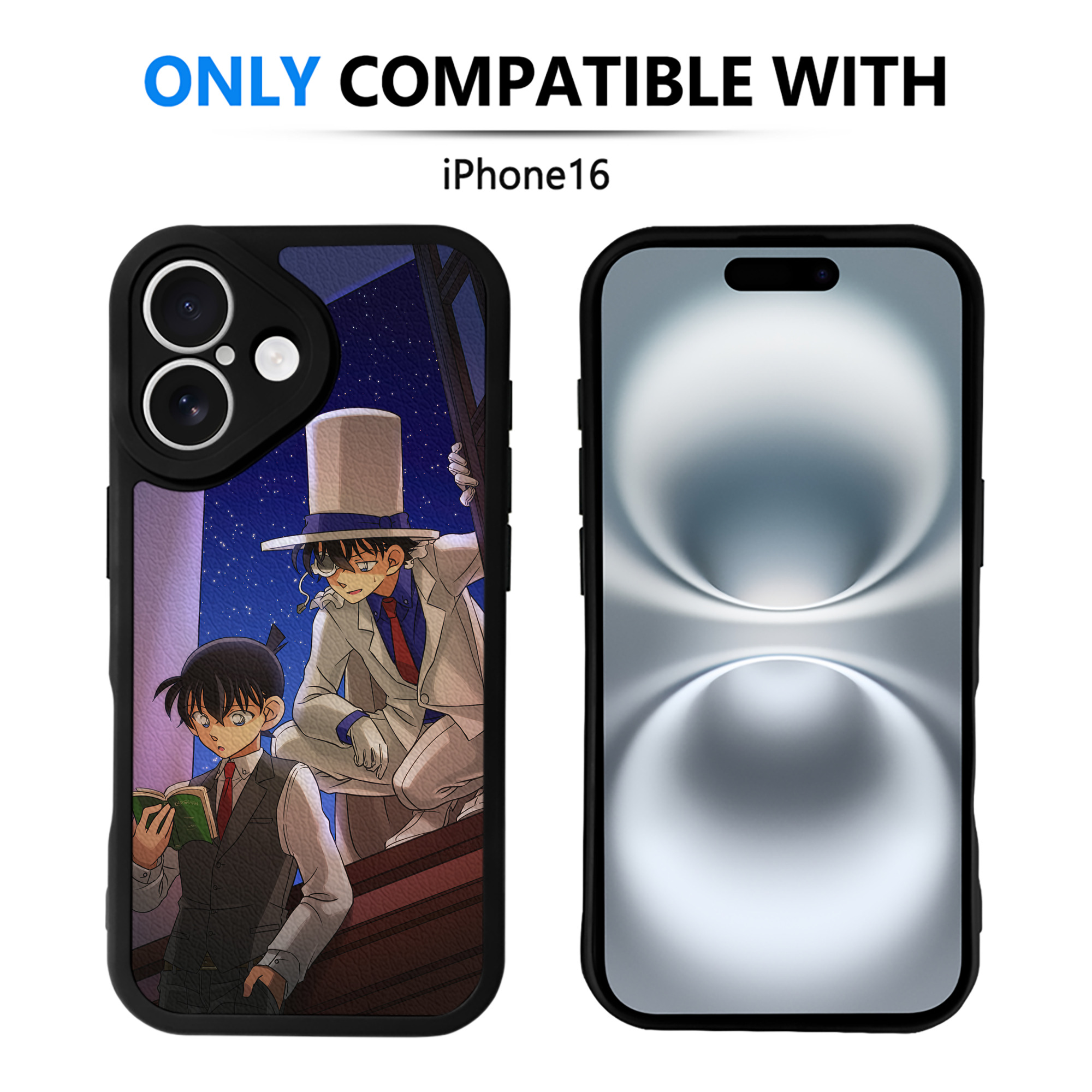（画像用） 名探偵コナン Detective Conan 【iPhone 16シリーズ対応】シリコンスマホケース（レザー調） 材質：シリコン